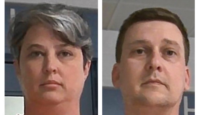 These booking photos released Oct. 9, 2021, by the West Virginia Regional Jail and Correctional Facility Authority show Jonathan Toebbe and his wife, Diana Toebbe.