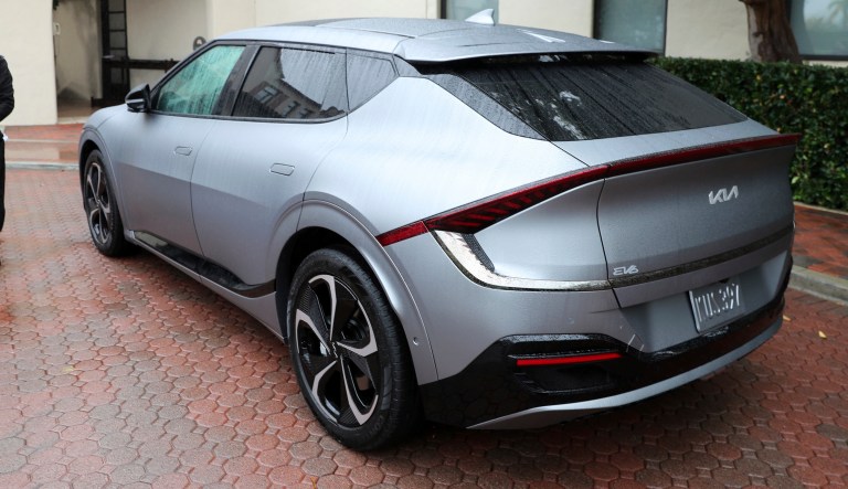 A Kia EV6 is pictured parked at The Riviera Country Club on Monday, Oct. 25, 2021, in Los Angeles. 