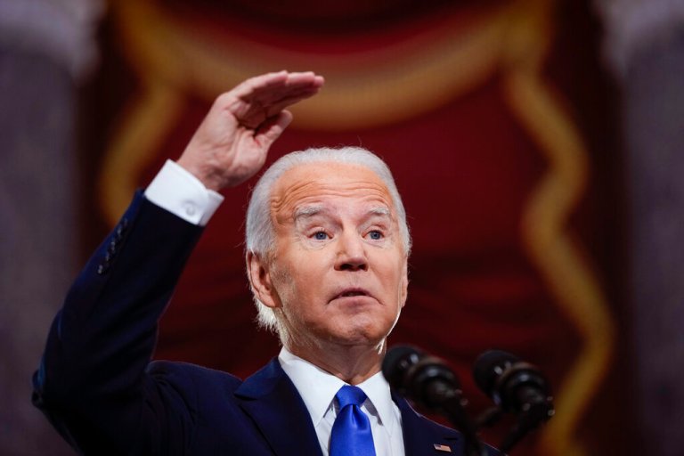 President Joe Biden delivers remarks on the one year anniversary of the January 6 attack on the U.S. Capitol, during a ceremony in Statuary Hall, Thursday,  Jan. 6, 2022 at the Capitol in Washington.