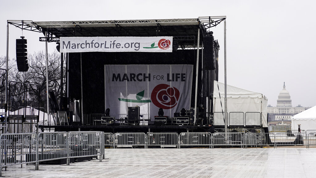 Pro-abortion rights message projected on Catholic National Shrine