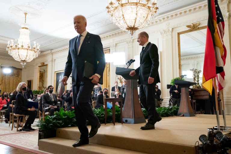 Despite differences, Biden and German chancellor present united front against Russia