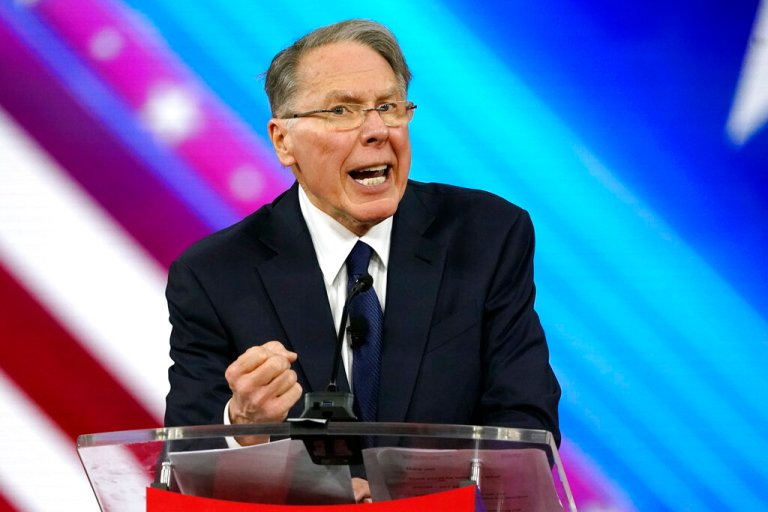 Wayne LaPierre, the CEO of the National Rifle Association, speaks at CPAC in February 2022. In recent years, the NRA has lost much of its clout thanks to mismanagement and corruption, which has left the group with mounting financial struggles.