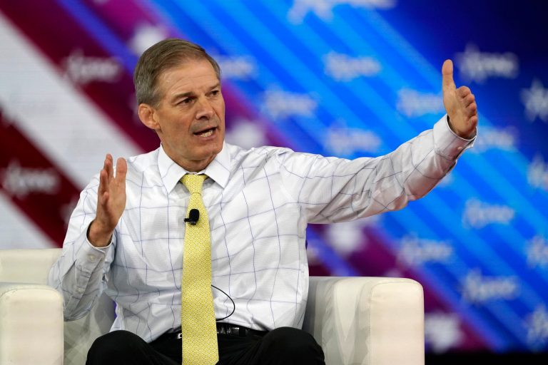 Rep. Jim Jordan, an Ohio Republican, takes part in a discussion at the Conservative Political Action Conference Saturday, Feb. 26, 2022, in Orlando, Florida.