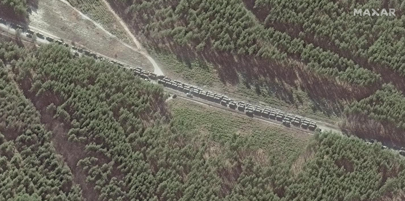 Satellite images show 40-mile Russian military convoy near Kyiv