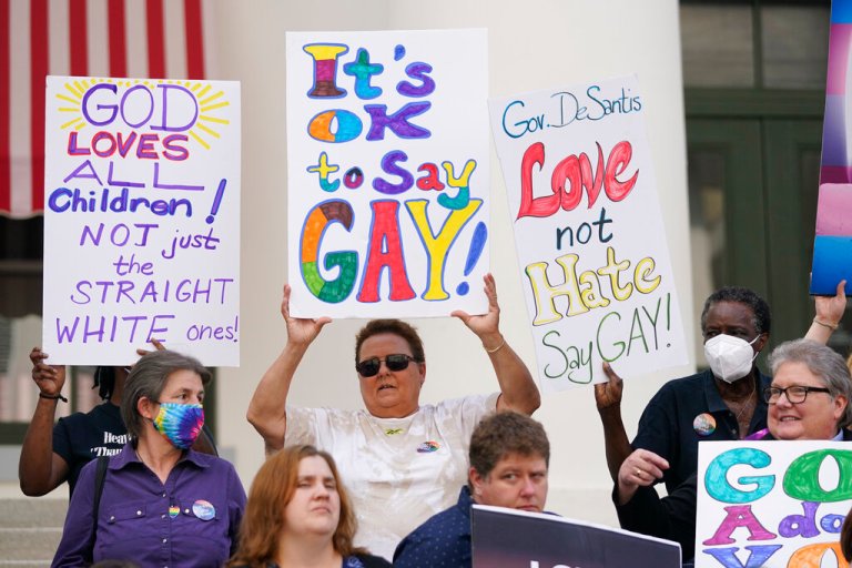 Florida Democrats chant ‘gay, gay, gay’ at rally against sex ed bill