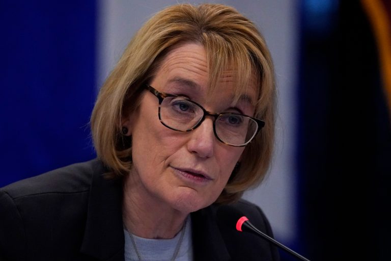 U.S. Sen. Maggie Hassan, D-N.H., during a hearing, Monday, March 14, 2022, in Manchester, N.H.