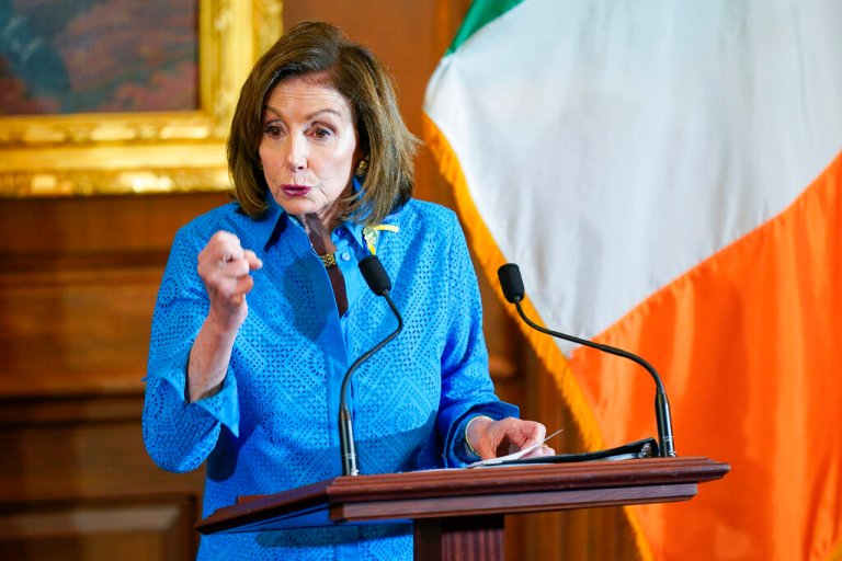 House Speaker Nancy Pelosi of California speaks at the annual âFriends of Ireland Luncheonâ on Capitol Hill in Washington on Thursday.