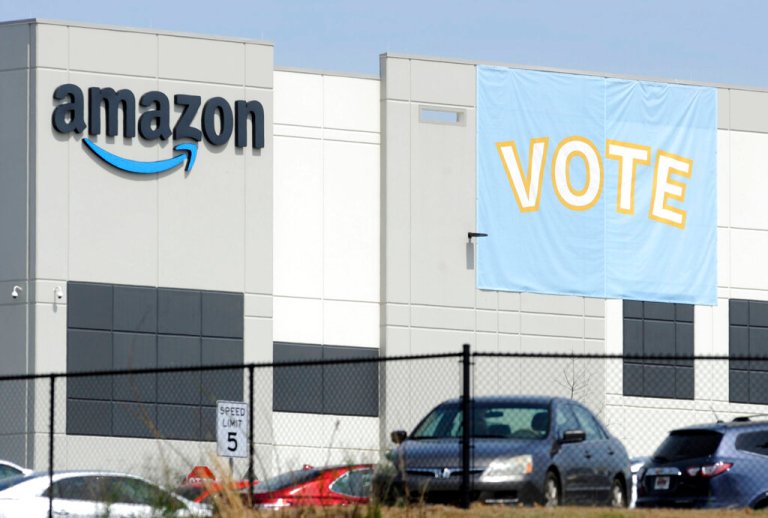 Mixed support for unionizing among Amazon workers, early results show