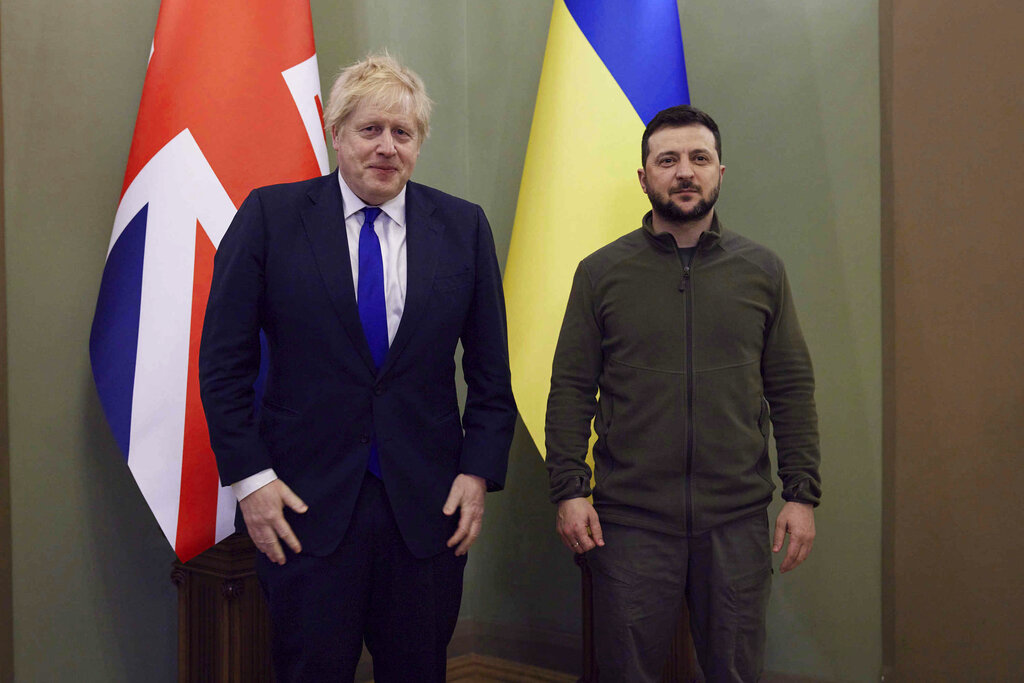Boris Johnson meets with Zelensky in surprise trip to besieged Ukraine