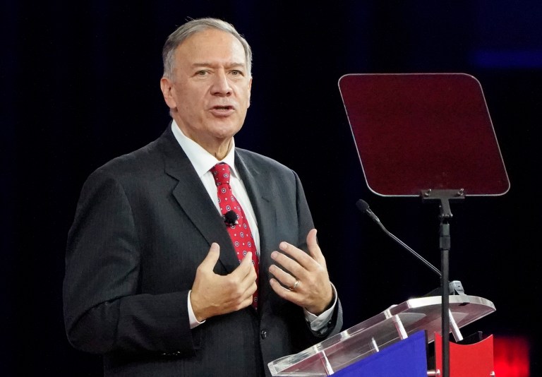 Former Secretary of State Mike Pompeo, speaks at the Conservative Political Action Conference (CPAC) in Orlando, Fla., on Feb. 25, 2022. 
