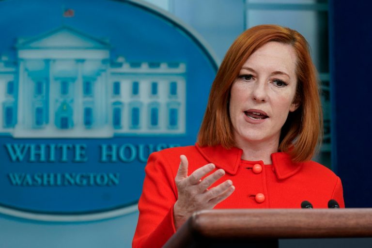 White House press secretary Jen Psaki speaks during the daily briefing at the White House in Washington, Monday, April 11, 2022.