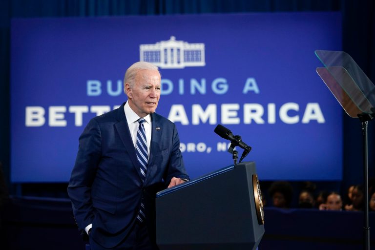 President Joe Biden speaks at North Carolina Agricultural and Technical State University, in Greensboro, N.C., Thursday, April 14, 2022.