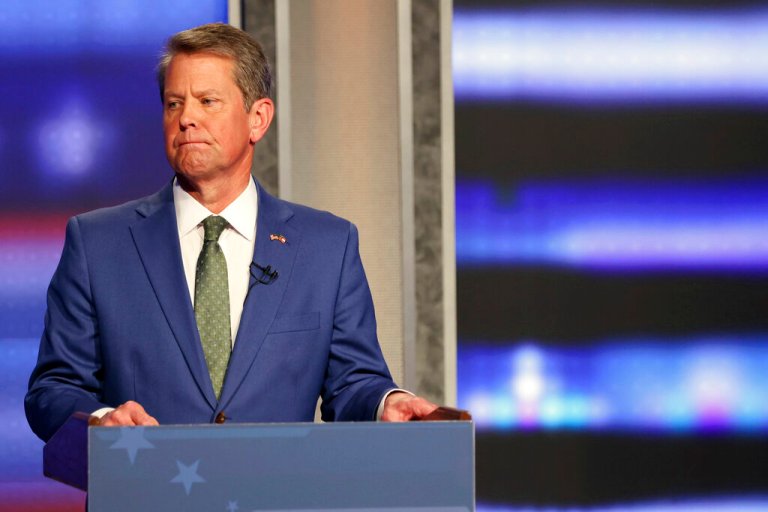 Georgia Gov. Brian Kemp appears at a Republican gubernatorial debate on Sunday in Atlanta. 
