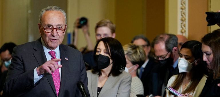 Senate Majority Leader Chuck Schumer of N.Y., speaks during the Democratic strategy weekly meeting, Tuesday, April 26, 2020, at the Capitol in Washington. Schumer (D-NY) on Monday condemned recent remarks by Russian Foreign Minister Sergei Lavrov as âsickening,â and anti-semitic. (AP Photo/Mariam Zuhaib)





