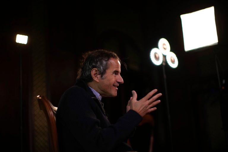 Director General of the International Atomic Energy Agency (IAEA) Rafael Grossi talks during an interview with the Associated Press in Kyiv, Wednesday, April 27, 2022.