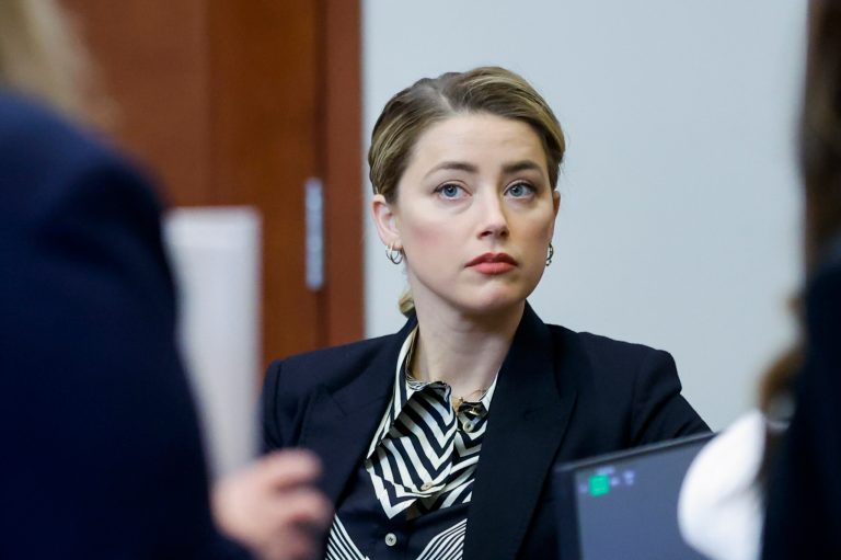 Actor Amber Heard appears in the courtroom at the Fairfax County Circuit Court in Fairfax, Va., Wednesday, April 27, 2022. 