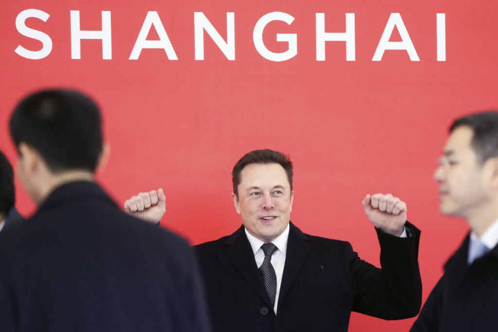 In this photo released by Xinhua News Agency, Tesla CEO Elon Musk attends the groundbreaking ceremony of the Tesla Shanghai factory in Shanghai, China on Jan. 7, 2019.