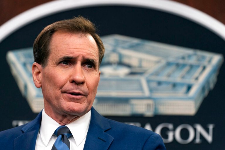 Pentagon spokesman John Kirby speaks during a briefing at the Pentagon. Kirby is leaving the Pentagon to join the White House
