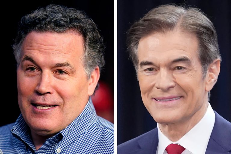 Pennsylvania Republican Senate candidates David McCormick and Mehmet Oz during campaign appearances in May 2022 in Pennsylvania. McCormick conceded the Republican primary in Pennsylvania for Senate to Oz, ending his campaign Friday, June 3, as he acknowledged an ongoing statewide recount wouldn't give him enough votes to make up the deficit.