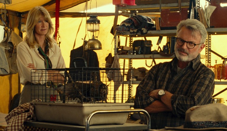 This image released by Universal Pictures and Amblin Entertainment shows Laura Dern, left, and Sam Neill in a scene from 