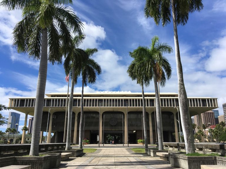 FILE - This March 1, 2019 file photo shows the Hawaii State Capitol in Honolulu. (AP Photo/Audrey McAvoy, File)