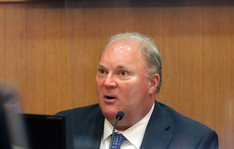 Former Wisconsin Supreme Court Justice Michael Gableman testifies at the Dane County Courthouse.