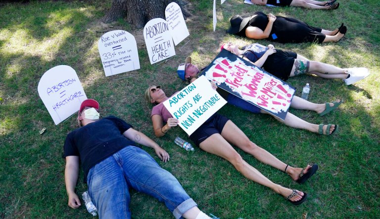Protestors take part in a 
