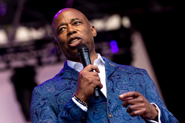 Mayor Eric Adams speaks during âCelebrate Love: A (Re)Wedding