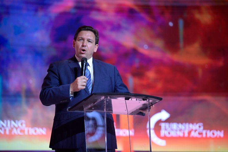 Florida Gov. Ron DeSantis addresses attendees during the Turning Point USA Student Action Summit.
