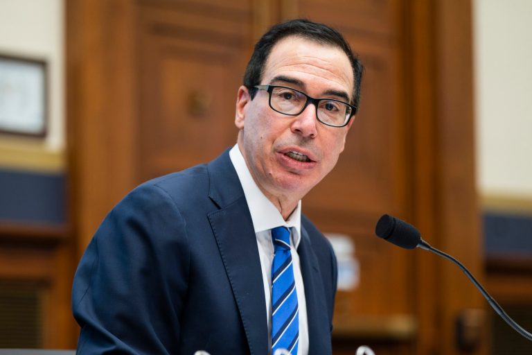 FILE - Treasury Secretary Steven Mnuchin testifies before a House Financial Services Committee hearing on Capitol Hill in Washington, Dec. 2, 2020. Mnuchin is expected to take the stand as a witness for the defense of Tom Barrack, a onetime fundraiser for former President Donald Trump. (Jim Lo Scalzo/Pool via AP, File)