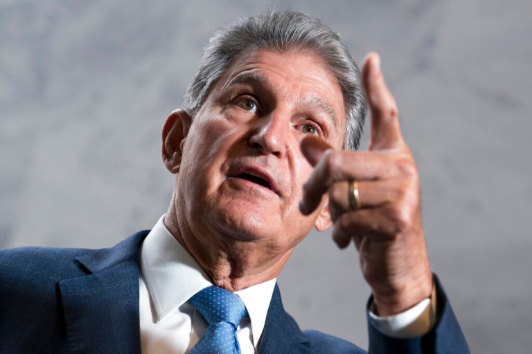 Sen. Joe Manchin (D-WV) speaks to reporters about the agreement he reached with Senate Majority Leader Chuck Schumer (D-NY) at the Capitol in Washington.