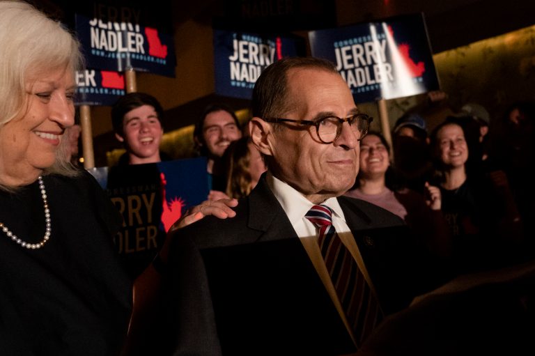 Rep. Jerry Nadler speaks during his election night victory party in the Democratic primary election, Tuesday, Aug. 23, 2022, in New York. Nadler won in New York's 12th Congressional District Democratic primary against Attorney Suraj Patel and Rep. Carolyn Maloney. 