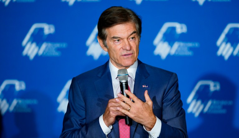 Mehmet Oz, a Republican candidate for Senate in Pennsylvania, takes part in a Republican Jewish Coalition event in Philadelphia on Aug. 17, 2022. If Dr. Mehmet Oz is elected to the U.S. Senate this fall, he'll be the first Muslim to serve in the chamber.