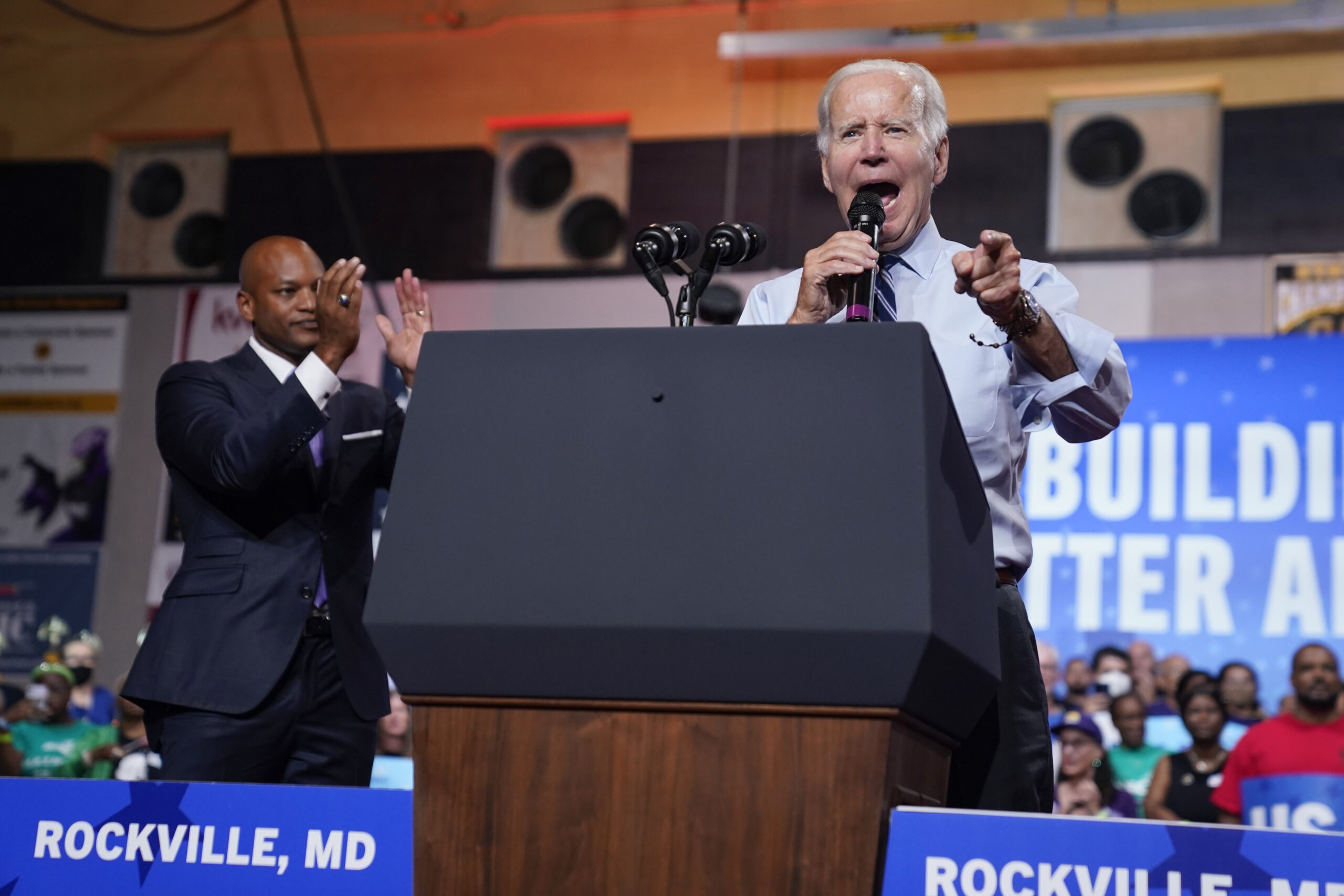 ‘You stole the election!’: Biden’s debut midterm rally disrupted by protester