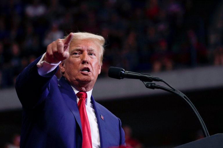 Former President Donald Trump speaks at a rally in Wilkes-Barre, Pennsylvania, Saturday, Sept. 3, 2022. 