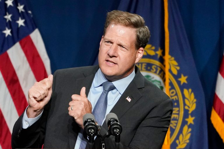 Republican New Hampshire Gov. Chris Sununu speaks at the annual Hillsborough County NH GOP Lincoln-Reagan Dinner, June 3, 2021, in Manchester, New Hampshire.