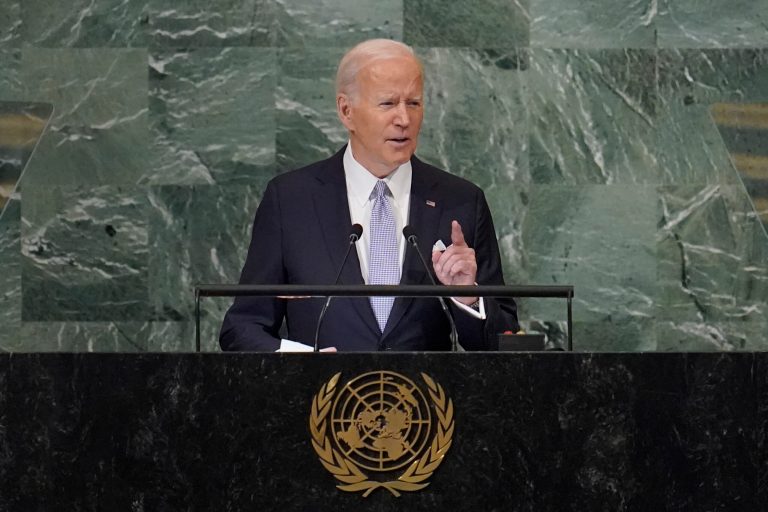 President Joe Biden addresses to the 77th session of the United Nations General Assembly, Wednesday, Sept. 21, 2022 at U.N. headquarters.
