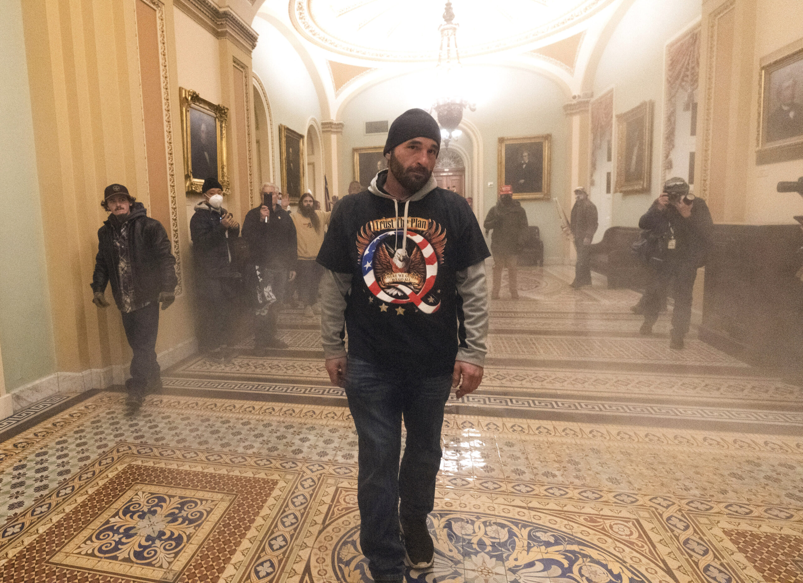 QAnon follower Douglas Jensen jailed for five years after charging officer on Jan. 6