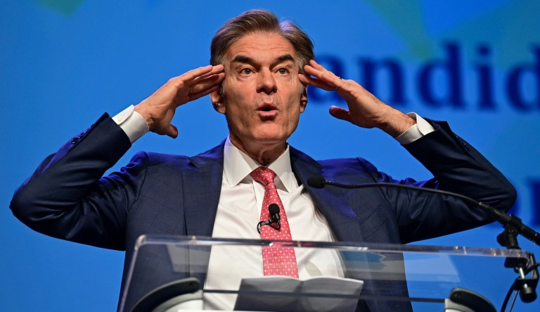 Dr. Mehmet Oz, Republican Senate candidate in Pennsylvania, speaks during a campaign stop in Erie, Pa., Thursday, Sept. 29, 2022.