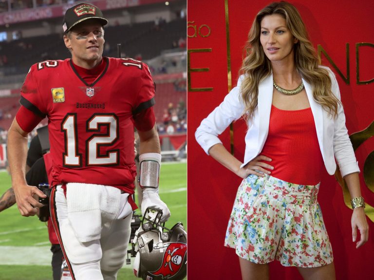 Tampa Bay Buccaneers quarterback Tom Brady (left) and Brazilian model Gisele Bundchen finalized their divorce Friday, Oct. 28, 2022. 