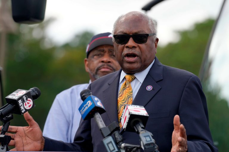 House Majority Whip Jim Clyburn (D-SC) speaks during a news conference.