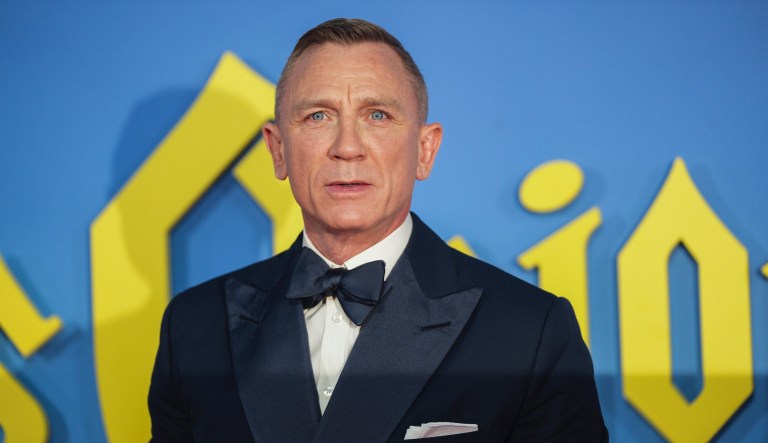 Daniel Craig poses for photographers upon arrival for the premiere of the film 'Glass Onion: A Knives Out Mystery' and the closing evening of the 2022 London Film Festival in London, Sunday, Oct. 16, 2022.