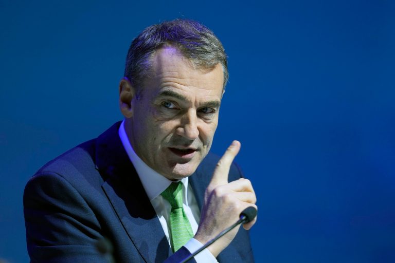 CEO of oil and gas company BP Bernard Looney talks during the Abu Dhabi International Petroleum Exhibition & Conference in Abu Dhabi, United Arab Emirates, Monday, Oct. 31, 2022.