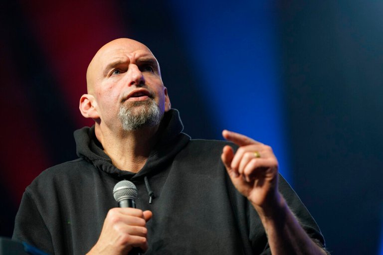 Pennsylvania Democratic Senate candidate Lt. Gov. John Fetterman speaks at a campaign rally with President Joe Biden on Saturday, Nov. 5, 2022, in Philadelphia.