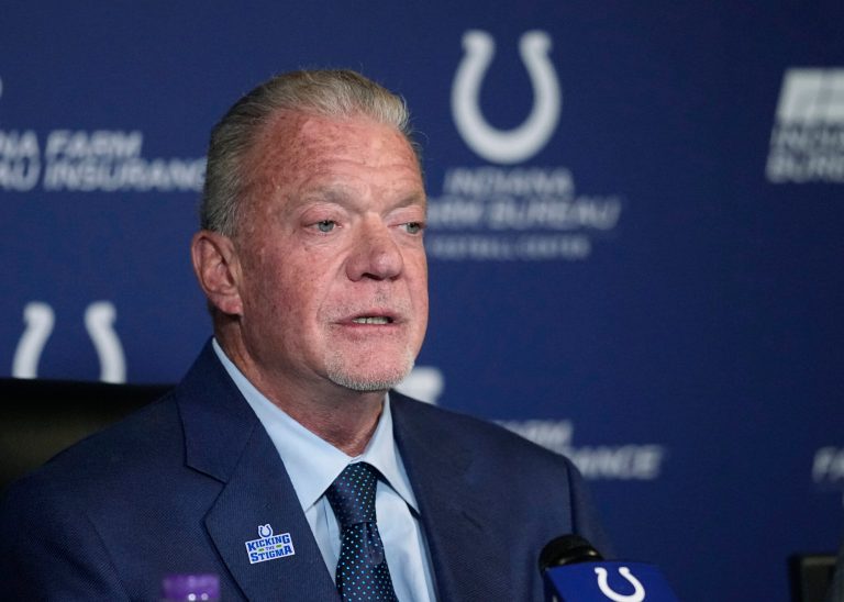 Indianapolis Colts owner Jim Irsay speaks during a news conference Monday, Nov. 7, 2022, at the team's practice facility in Indianapolis.