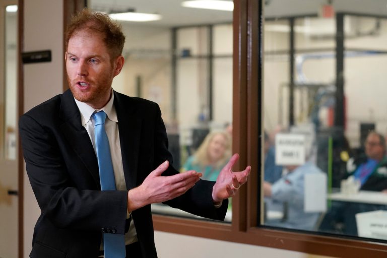 Maricopa County Recorder Stephen Richer speaks inside the Recorders Office, Wednesday, Nov. 9, 2022, in Phoenix.