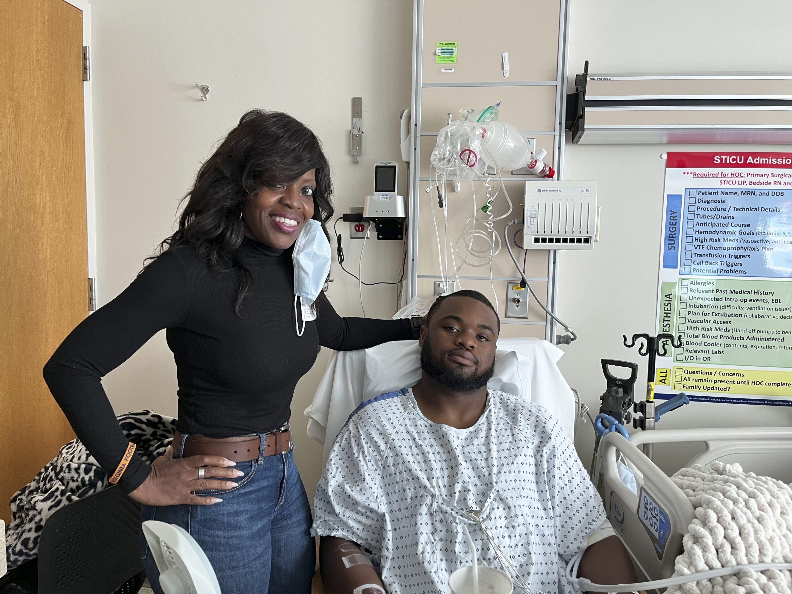 UVA shooting survivor Mike Hollins is walking, out of intensive care unit