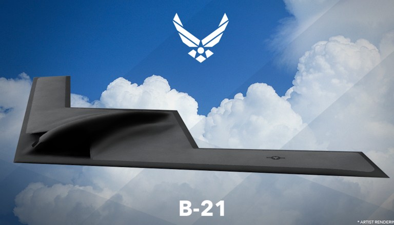 FILE - This undated artist rending provided by the U.S. Air Force shows a U.S. Air Force graphic of the Long Range Strike Bomber, designated the B-21. 