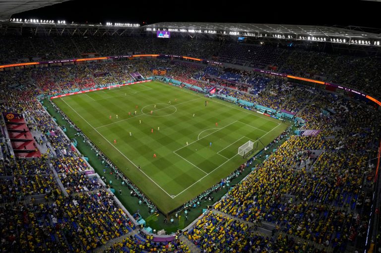 A view of the Stadium 974 during the World Cup group G soccer match between Brazil and Switzerland, in Doha, Qatar, Monday, Nov. 28, 2022.