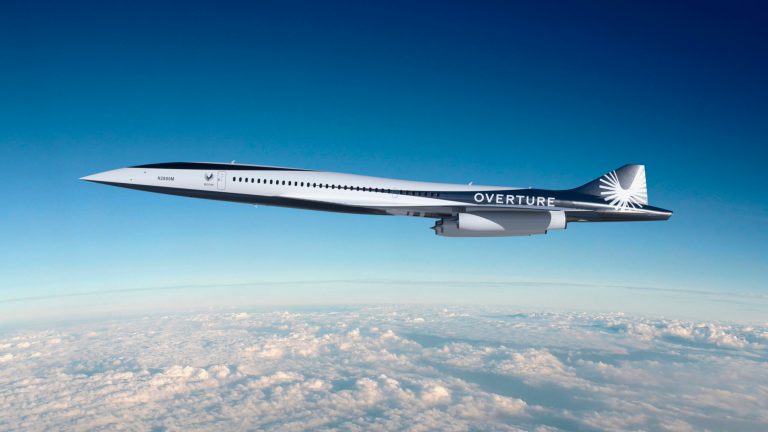 This undated image provided by Boom Supersonic shows Boom Supersonic Overture Aircraft. Aviation startup Boom Technology Inc. says it will power supersonic passenger jets with engines designed by a company better known for making small engines used on drones and cruise missiles. Boom said Tuesday, Dec. 13, 2022, that Florida Turbine Technologies, or FTT, will design the engines and a division of General Electric will manufacture them for its jet, which it says could be making test flights in 2026 and carrying passengers a few years after that.